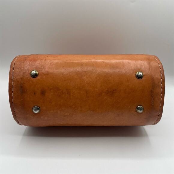 Vintage Tooled Leather Top Handle Handbag Tan Women's Purse Made In Vegas - Picture 11 of 15